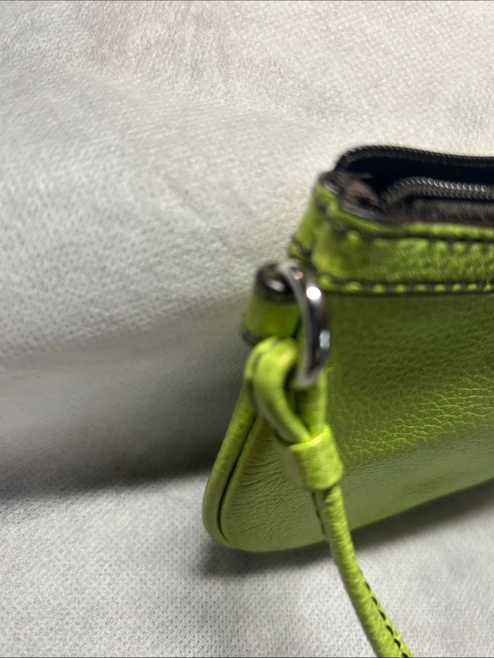 Calvin Klein Neon Green Leather Wristlet Clutch